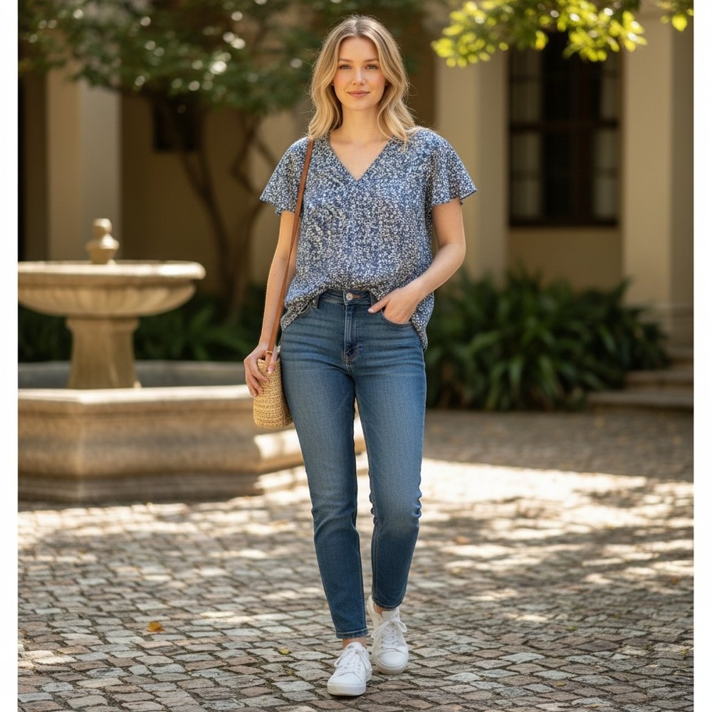 Gap Ditsy Leaf Print Blouse Bundle Womens Small XS, AK1.C1002